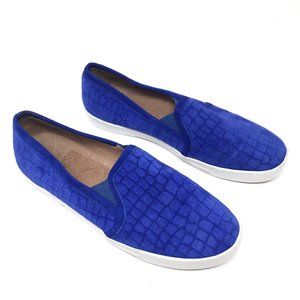 Joie Platform Flats Huxley Blue White Suede Croc Embossed Sneakers